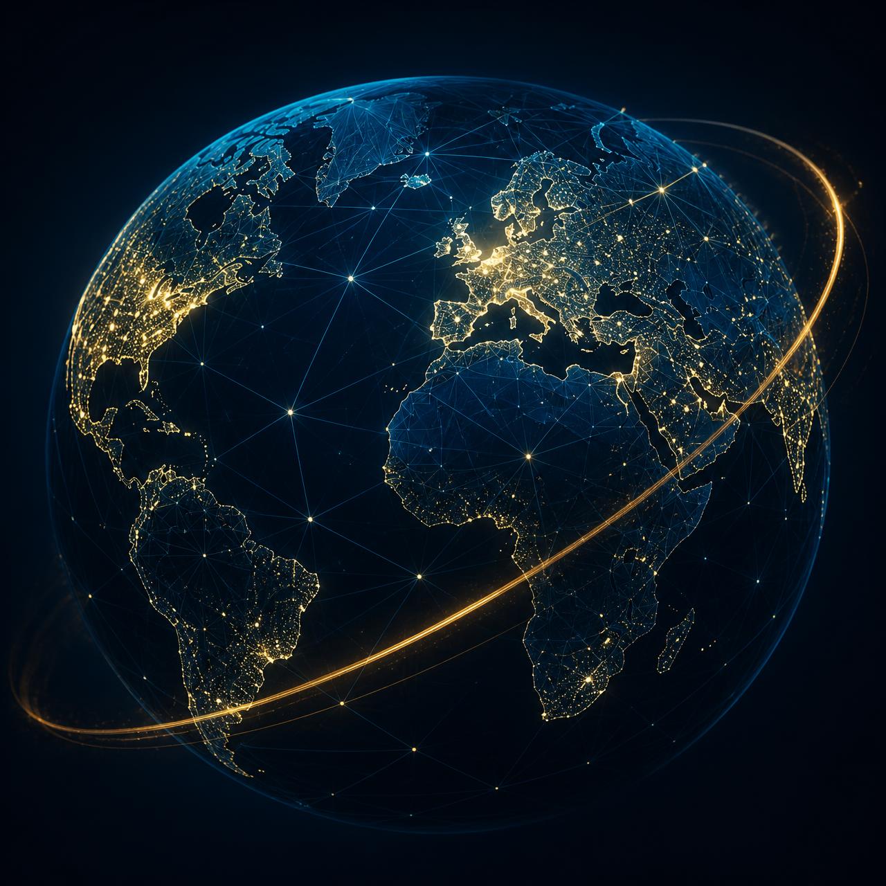 Abstract globe of connected knowledge nodes